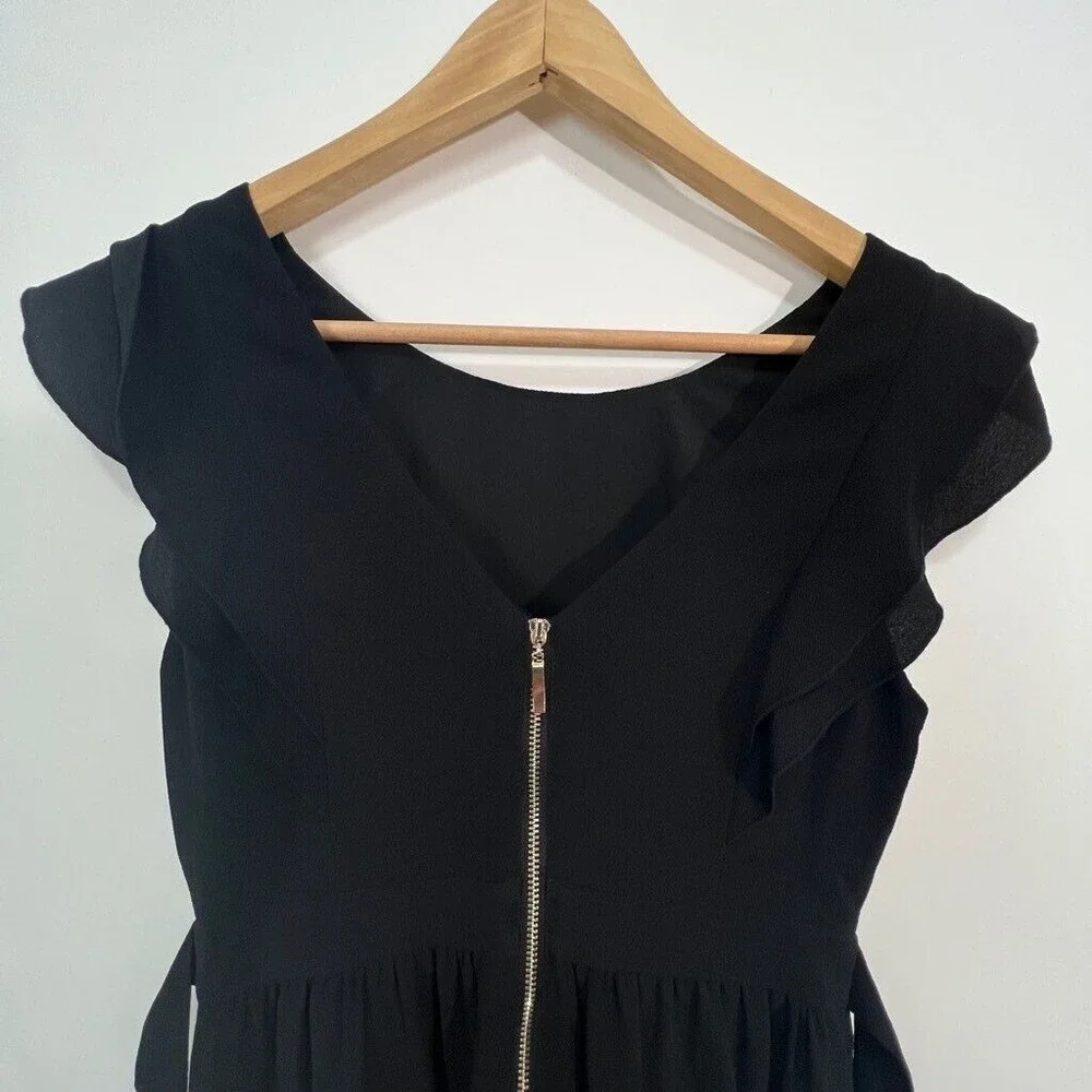 Vintage Fervour Womens Fit & Flare Dress Black Scoop Neck‎ Cap Sleeve Flutter XS - Picture 5 of 5